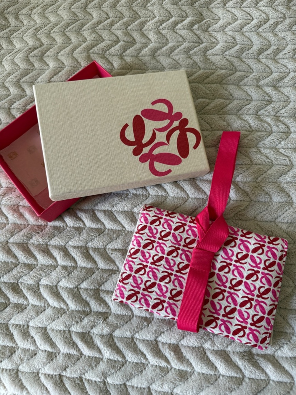 Loewe Pink Logo wristlet with Patterned Pouch, never used